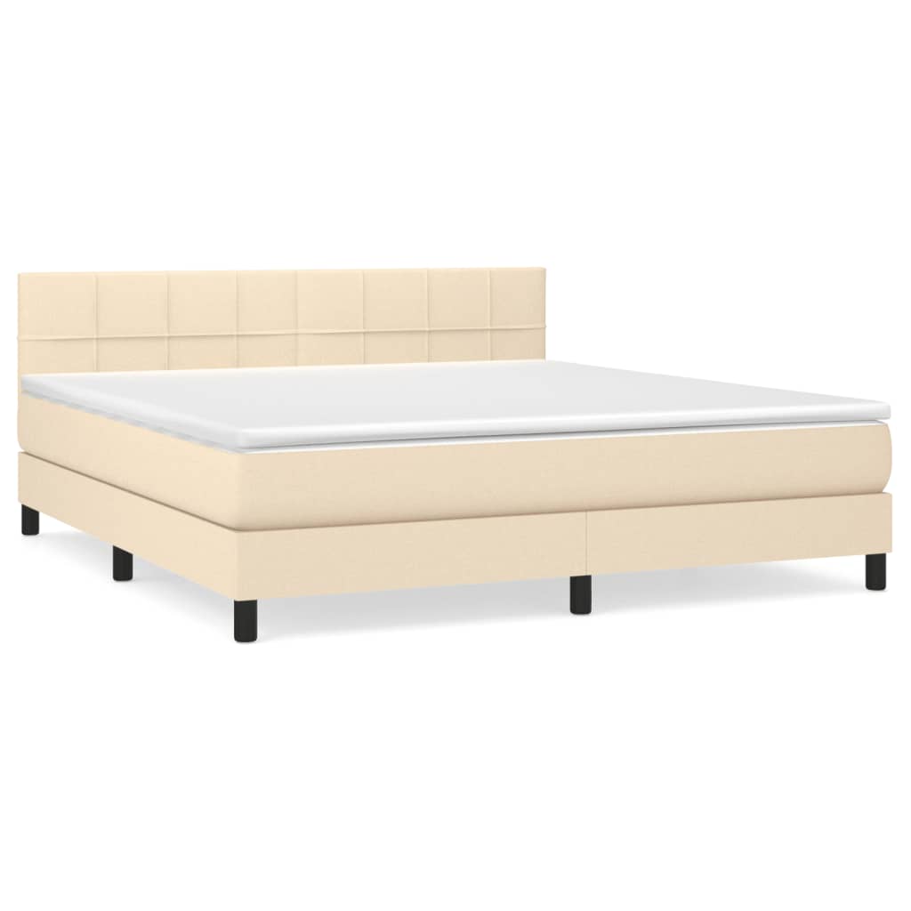 Giroletto a Molle con Materasso Crema 180x200 cm in Tessuto | homemem39