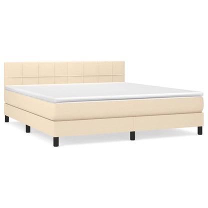 Giroletto a Molle con Materasso Crema 180x200 cm in Tessuto | homemem39