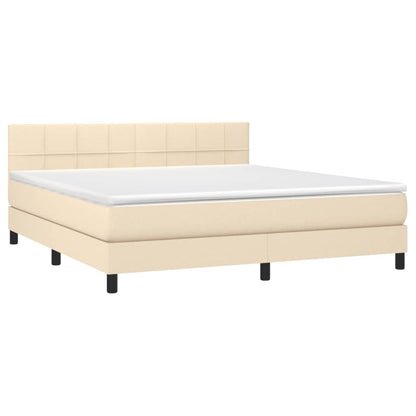 Giroletto a Molle con Materasso Crema 180x200 cm in Tessuto | homemem39