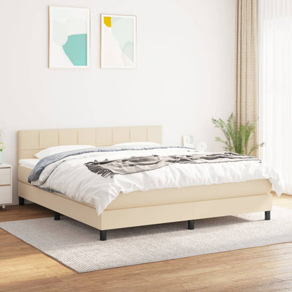 Giroletto a Molle con Materasso Crema 180x200 cm in Tessuto | homemem39