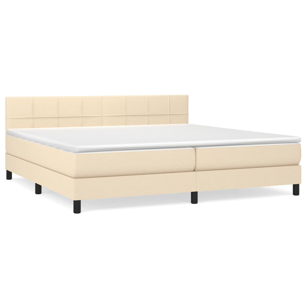 Giroletto a Molle con Materasso Crema 200x200 cm in Tessuto | homemem39