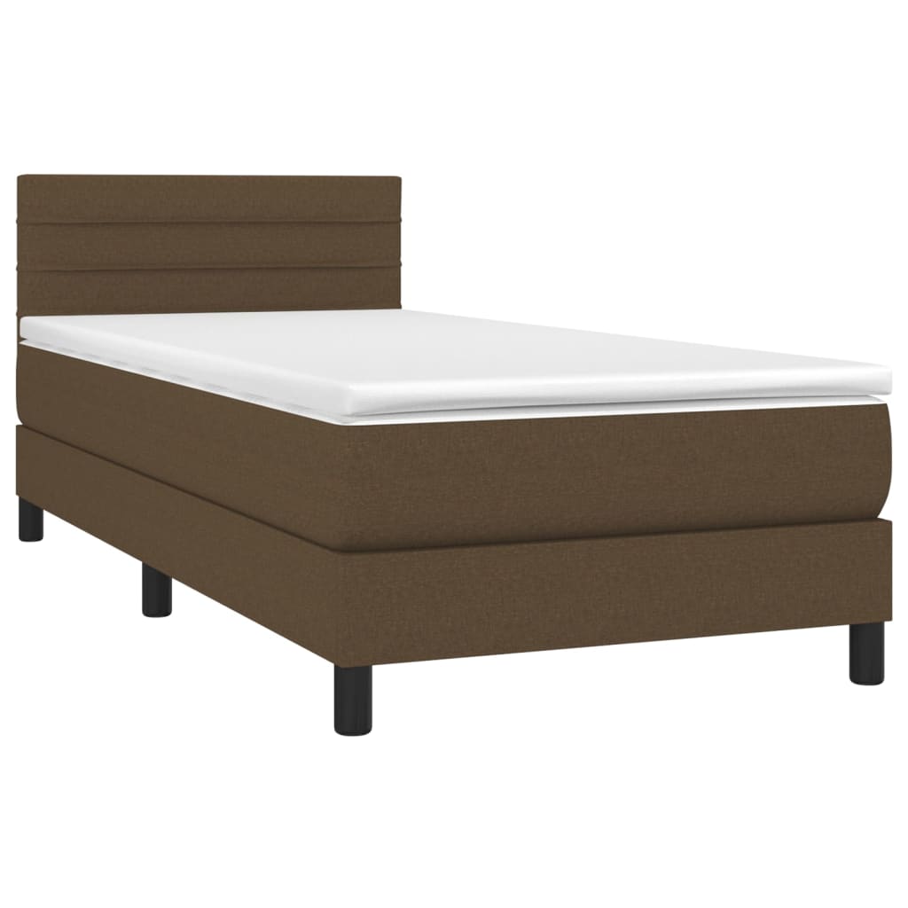 Giroletto a Molle con Materasso Marrone Scuro 90x190cm Tessuto