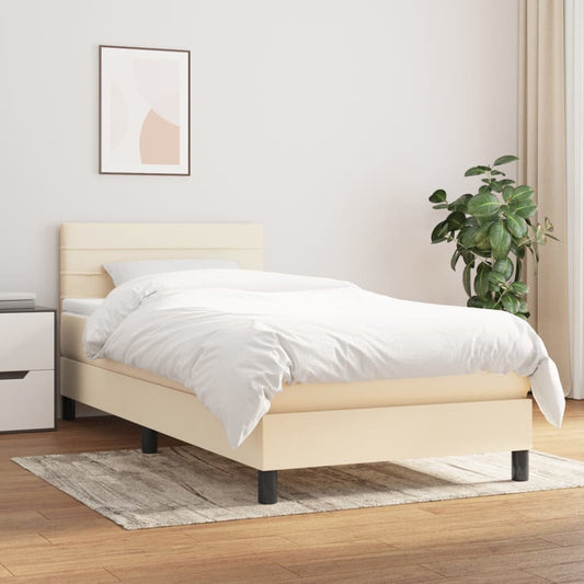Giroletto a Molle con Materasso Crema 90x190 cm in Tessuto | homemem39