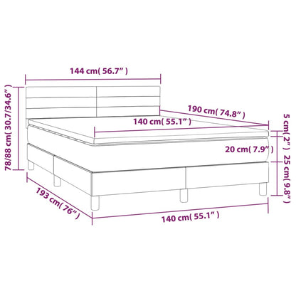 Giroletto a Molle con Materasso Tortora 140x190 cm in Tessuto