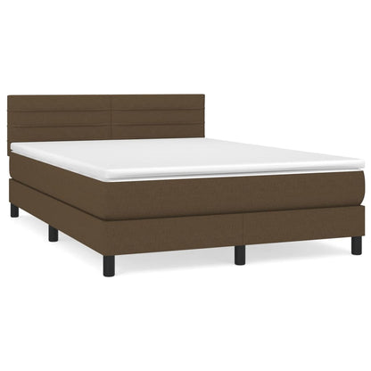 Giroletto a Molle con Materasso Marrone Scuro 140x200cm Tessuto | homemem39