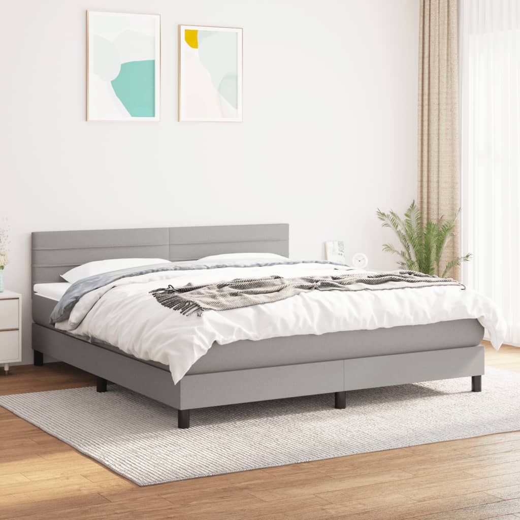 Giroletto a Molle con Materasso Grigio Chiaro160x200 cm Tessuto | homemem39