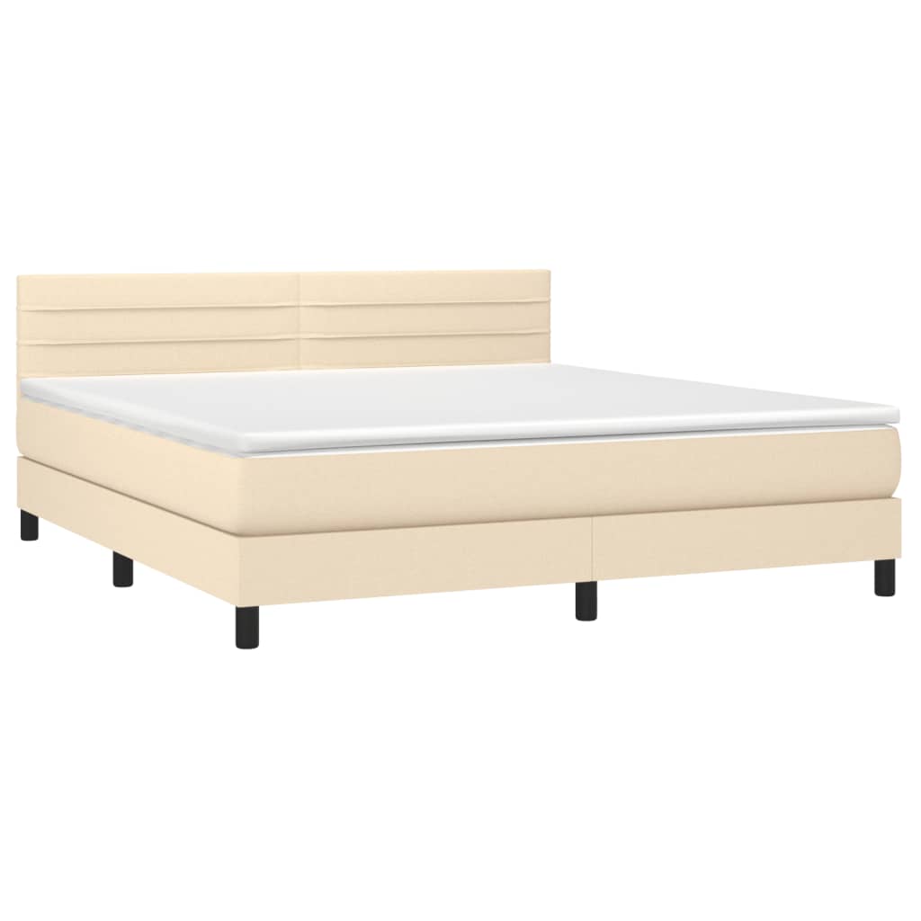 Giroletto a Molle con Materasso Crema 160x200 cm in Tessuto | homemem39