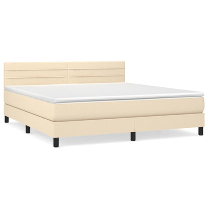 Giroletto a Molle con Materasso Crema 180x200 cm in Tessuto | homemem39