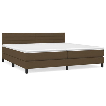 Giroletto a Molle con Materasso Marrone Scuro 200x200cm Tessuto | homemem39