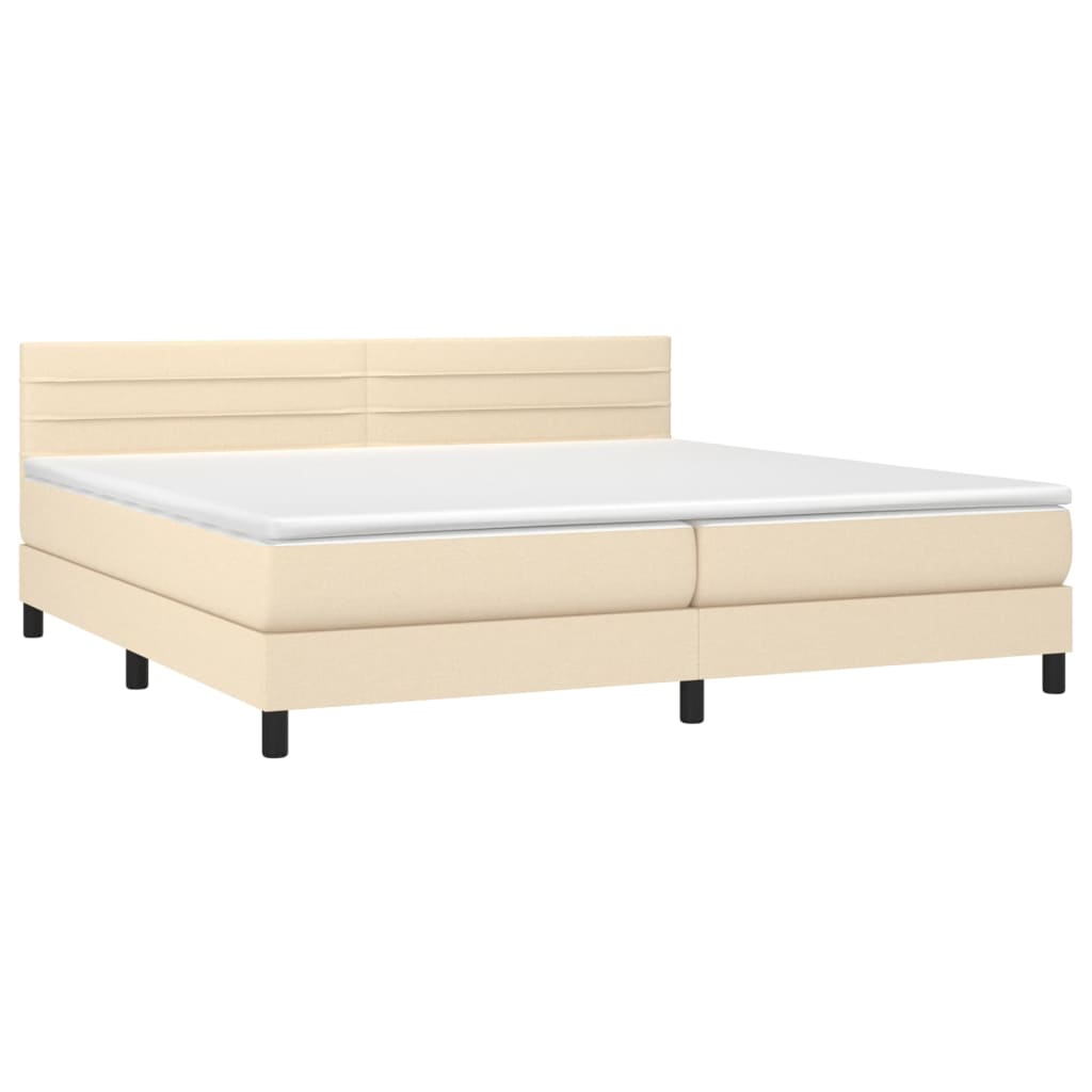 Giroletto a Molle con Materasso Crema 200x200 cm in Tessuto | homemem39