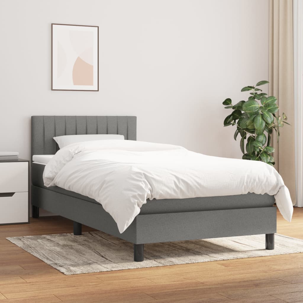 Giroletto a Molle con Materasso Grigio Scuro 90x190 cm Tessuto | homemem39