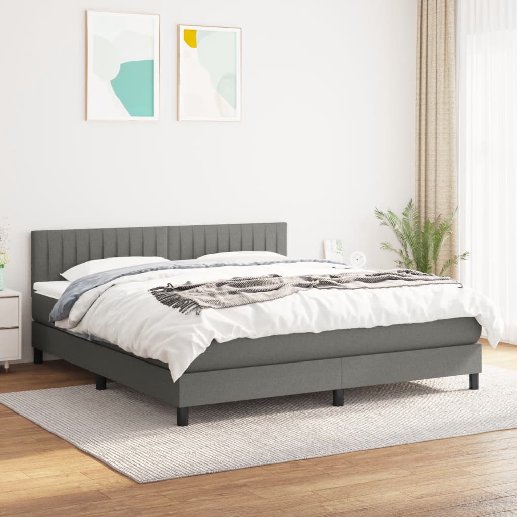 Giroletto a Molle con Materasso Grigio Scuro 160x200 cm Tessuto | homemem39