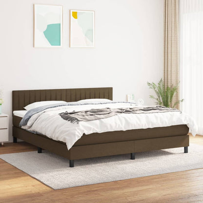 Giroletto a Molle con Materasso Marrone Scuro 160x200cm Tessuto | homemem39