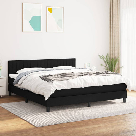 Spring bed frame with black mattress 180x200 cm in fabric