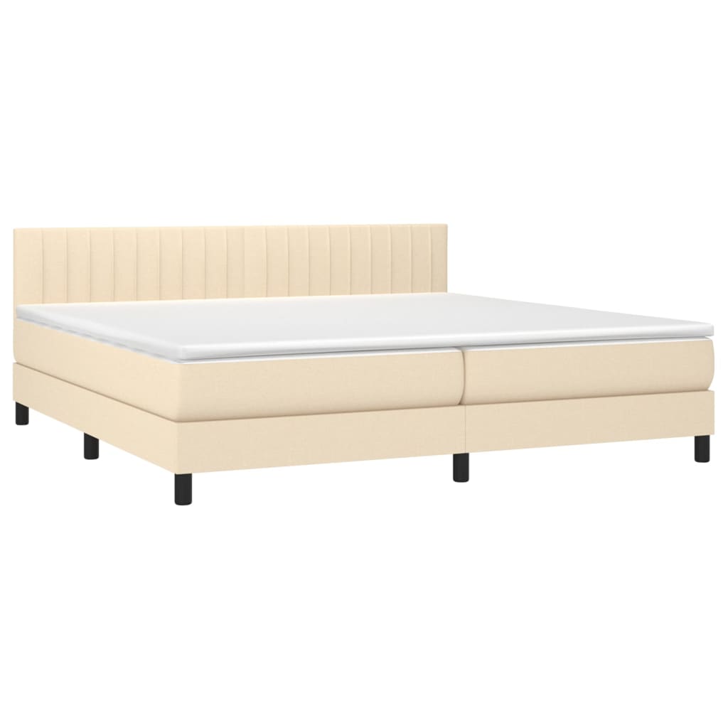 Giroletto a Molle con Materasso Crema 200x200 cm in Tessuto | homemem39