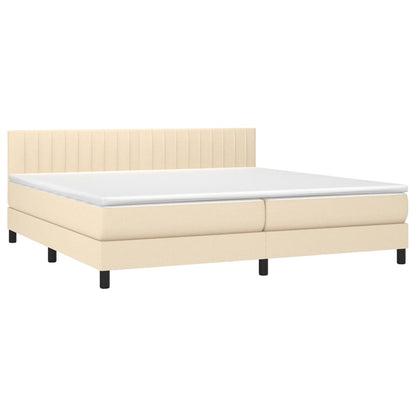 Giroletto a Molle con Materasso Crema 200x200 cm in Tessuto | homemem39