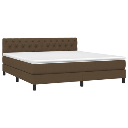 Giroletto a Molle con Materasso Marrone Scuro 160x200cm Tessuto | homemem39