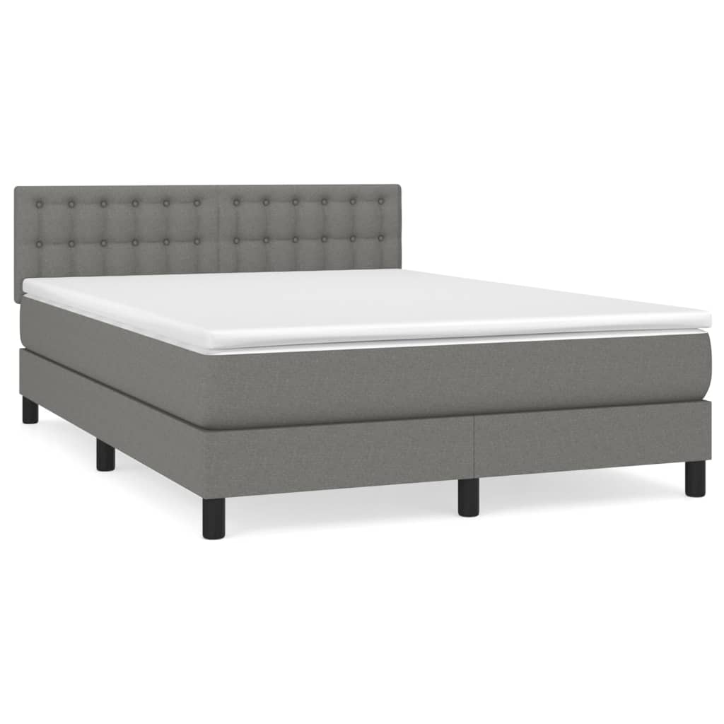 Giroletto a Molle con Materasso Grigio Scuro 140x200cm Tessuto | homemem39