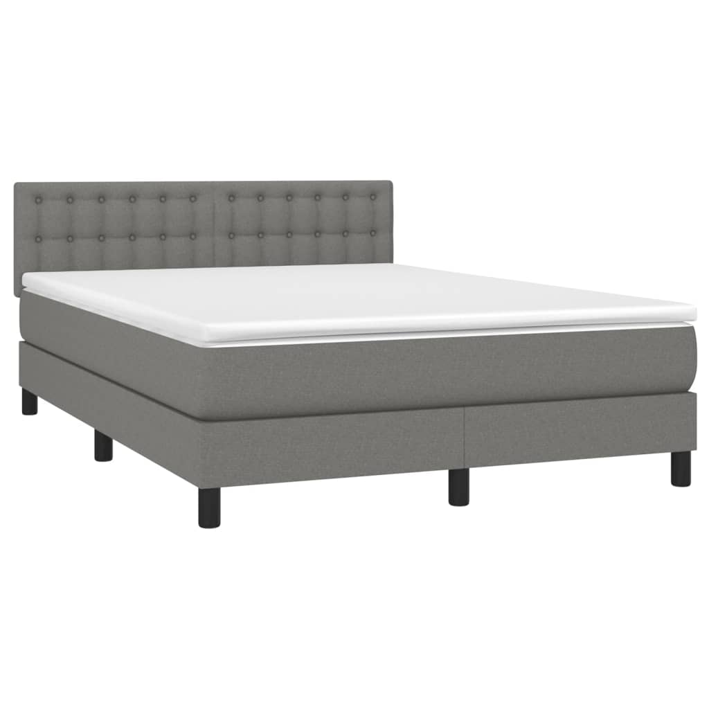 Giroletto a Molle con Materasso Grigio Scuro 140x200cm Tessuto | homemem39