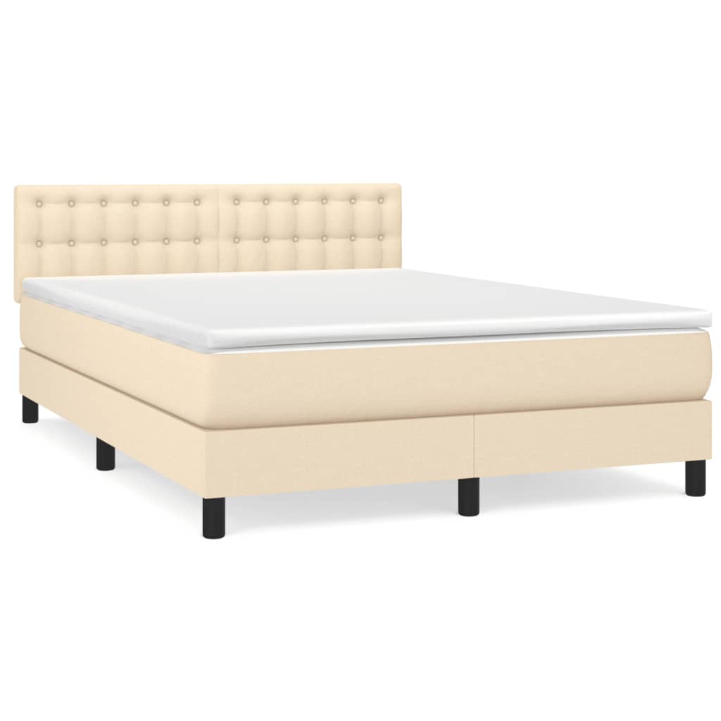 Giroletto a Molle con Materasso Crema 140x200 cm in Tessuto