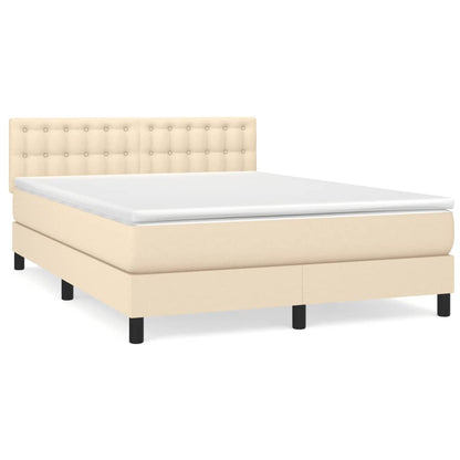 Giroletto a Molle con Materasso Crema 140x200 cm in Tessuto