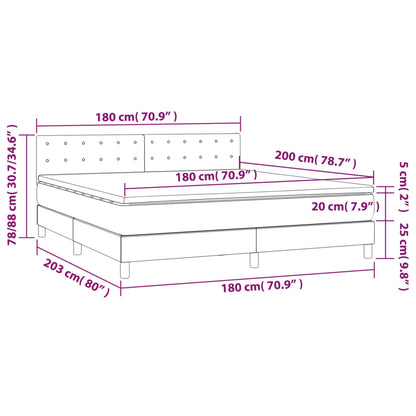Giroletto a Molle con Materasso Grigio Chiaro180x200 cm Tessuto | homemem39