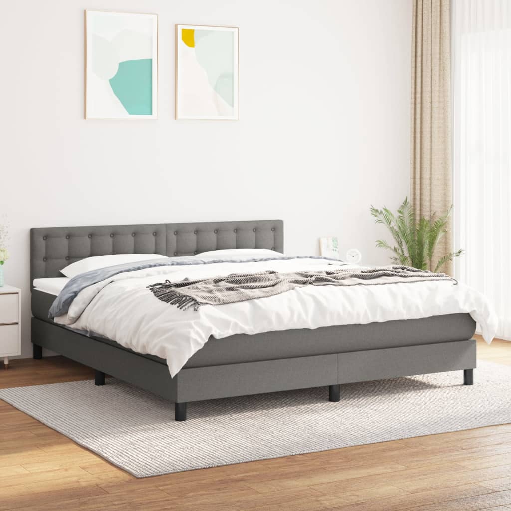 Giroletto a Molle con Materasso Grigio Scuro 180x200 cm Tessuto | homemem39