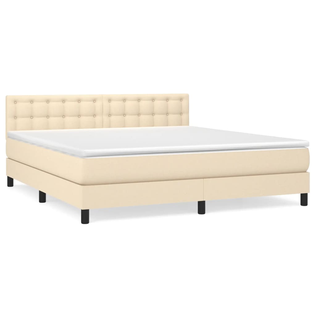 Giroletto a Molle con Materasso Crema 180x200 cm in Tessuto | homemem39