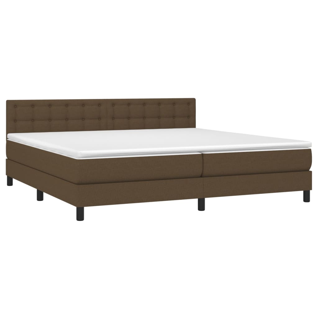 Giroletto a Molle con Materasso Marrone Scuro 200x200cm Tessuto | homemem39