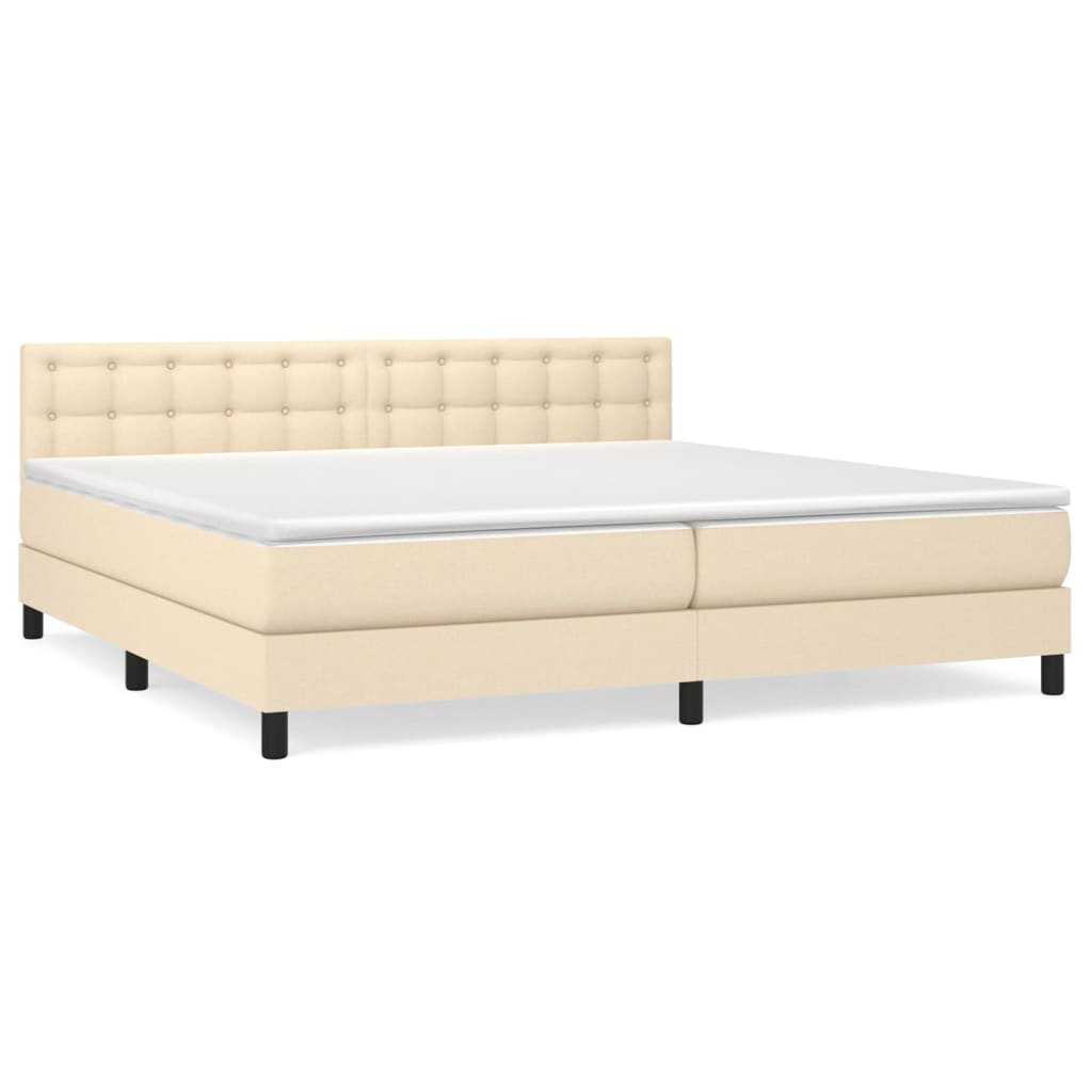 Giroletto a Molle con Materasso Crema 200x200 cm in Tessuto