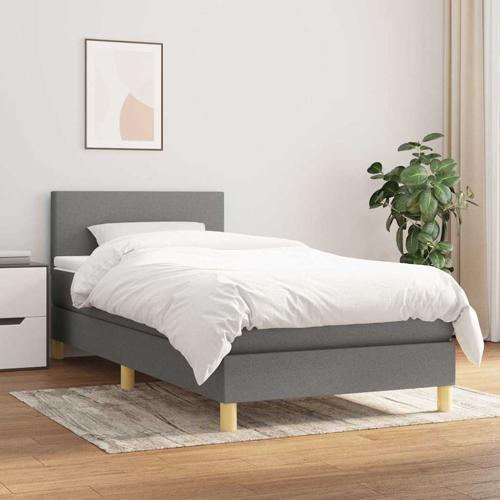 Giroletto a Molle con Materasso Grigio Scuro 80x200 cm Tessuto | homemem39
