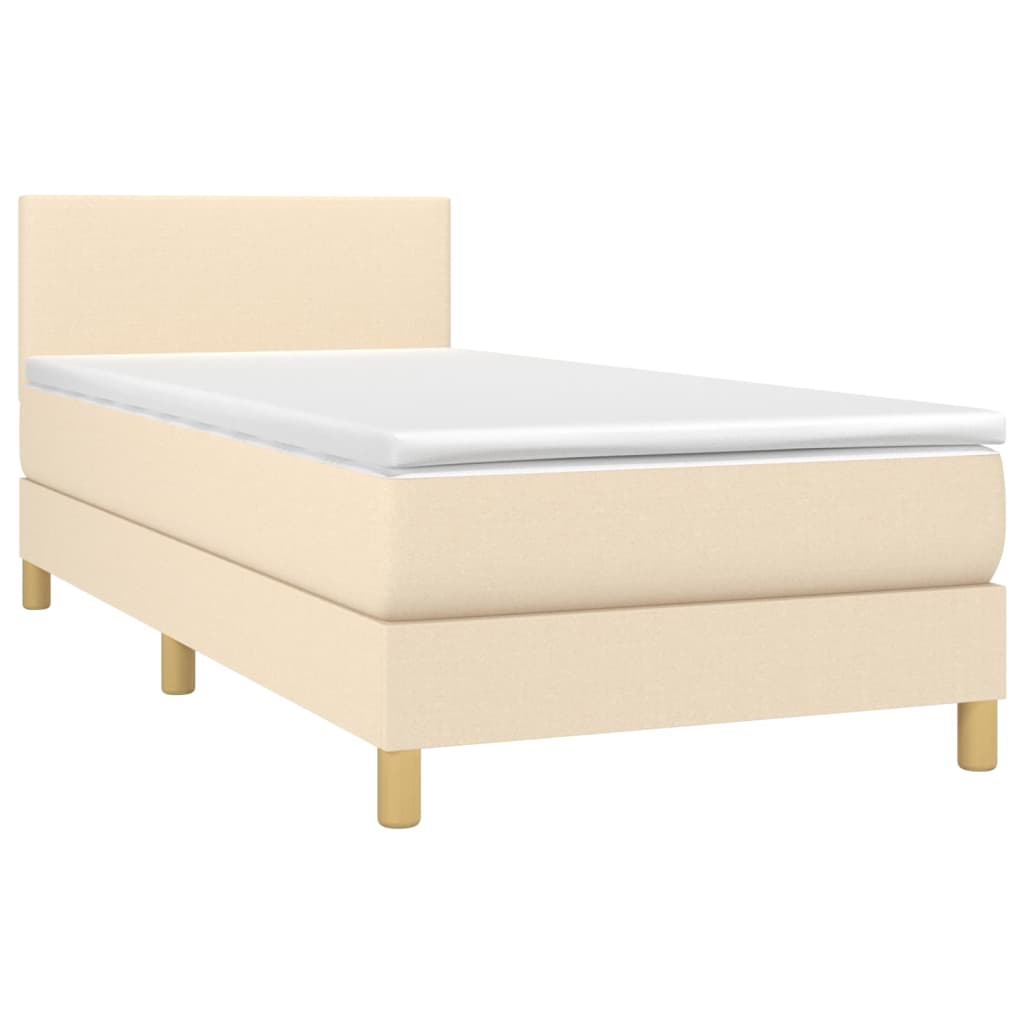 Giroletto a Molle con Materasso Crema 100x200 cm in Tessuto | homemem39