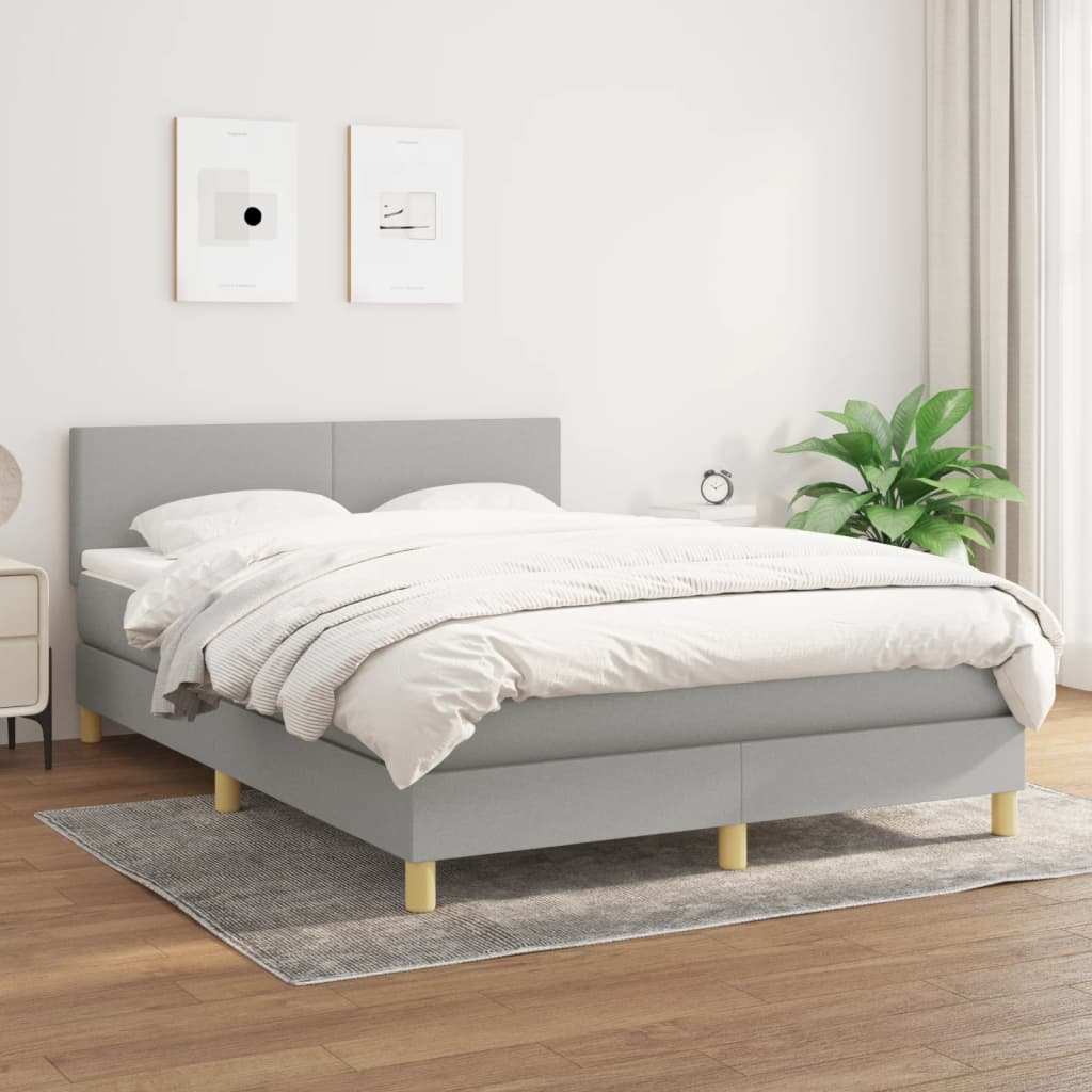 Giroletto a Molle con Materasso Grigio Chiaro 140x190cm Tessuto | homemem39