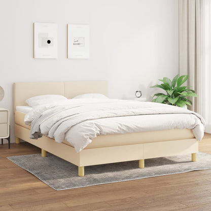Giroletto a Molle con Materasso Crema 140x19 cm in Tessuto | homemem39