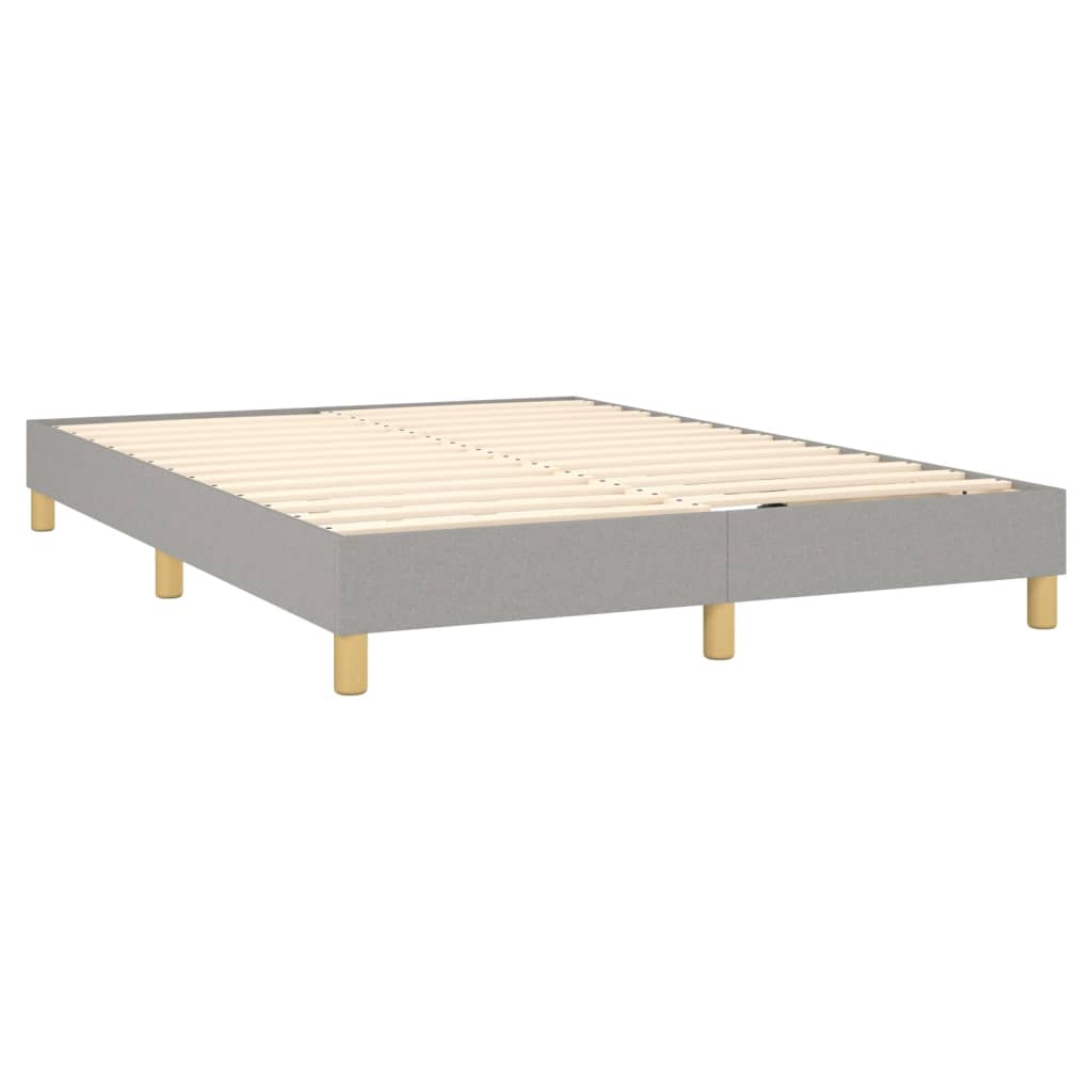 Spring bed frame with light gray mattress 140x200cm fabric