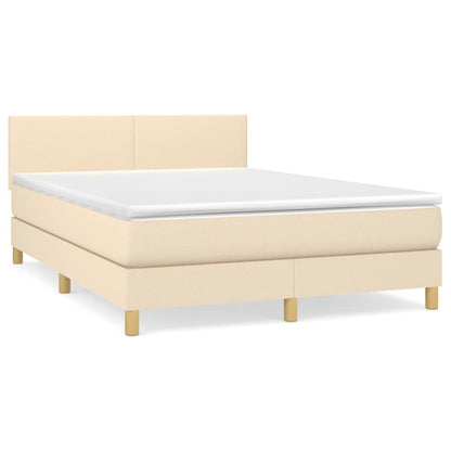 Giroletto a Molle con Materasso Crema 140x200 cm in Tessuto | homemem39