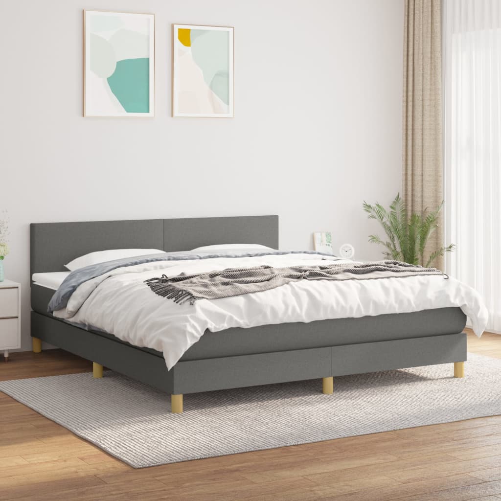 Giroletto a Molle con Materasso Grigio Scuro 160x200 cm Tessuto | homemem39