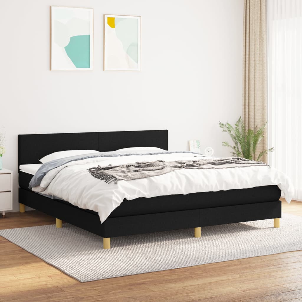 Giroletto a Molle con Materasso Nero 160x200 cm in Tessuto | homemem39