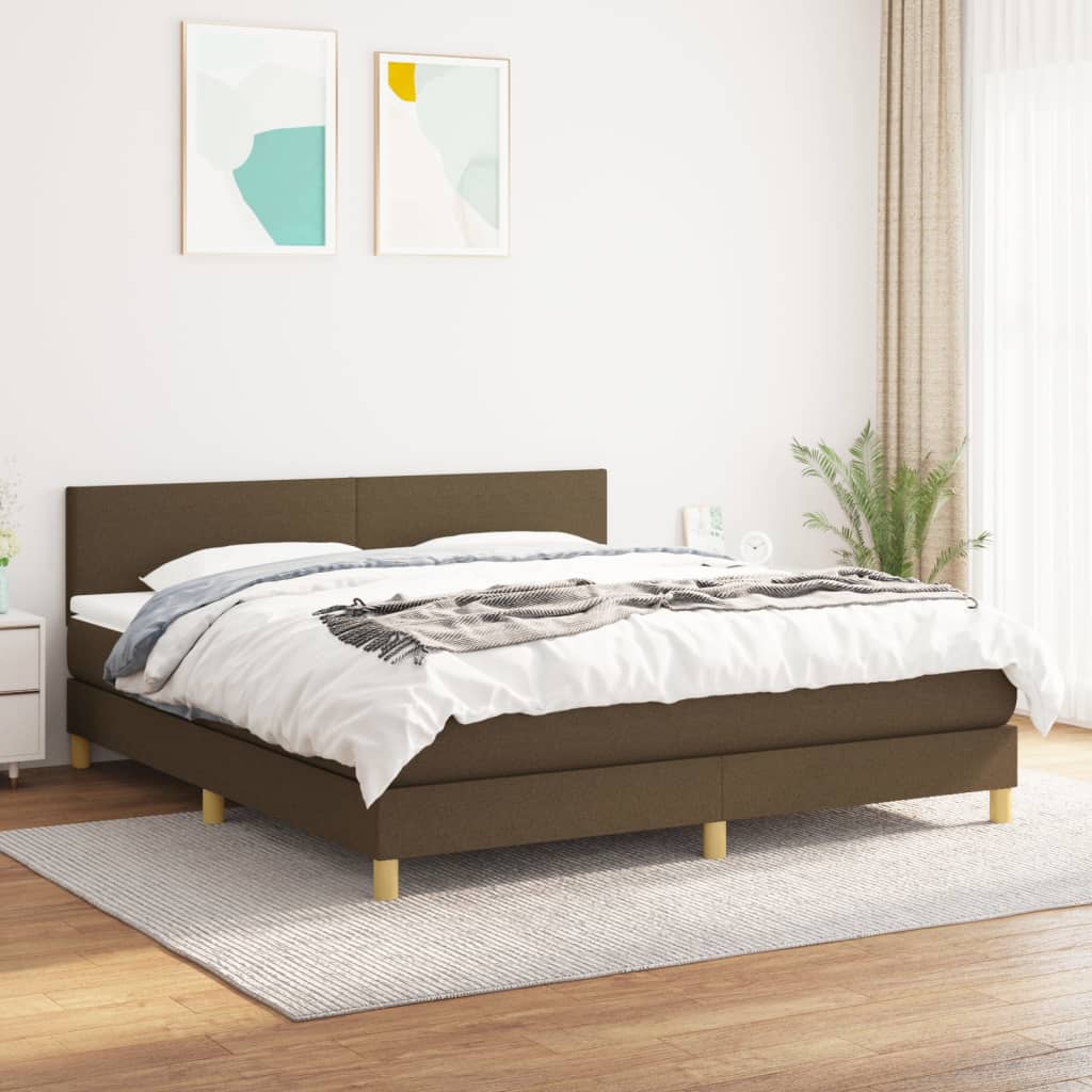 Giroletto a Molle con Materasso Marrone Scuro 160x200cm Tessuto | homemem39