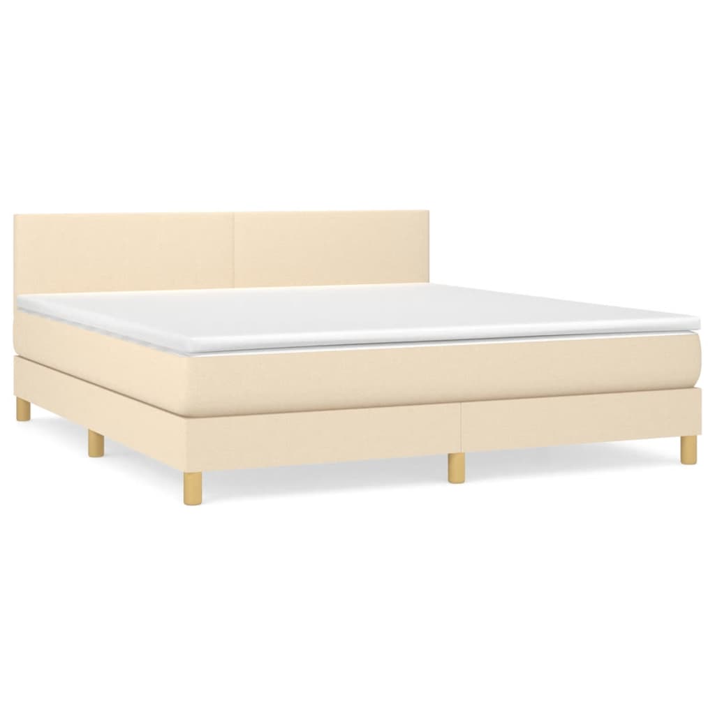 Giroletto a Molle con Materasso Crema 180x200 cm in Tessuto | homemem39