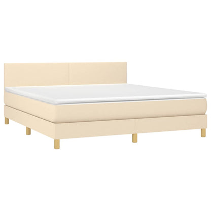 Giroletto a Molle con Materasso Crema 180x200 cm in Tessuto | homemem39