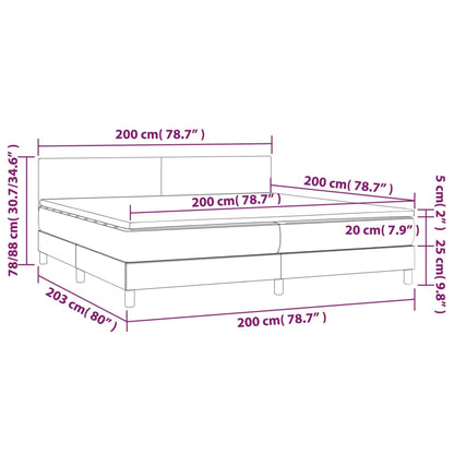 Giroletto a Molle con Materasso Grigio Scuro 200x200 cm Tessuto - homemem39