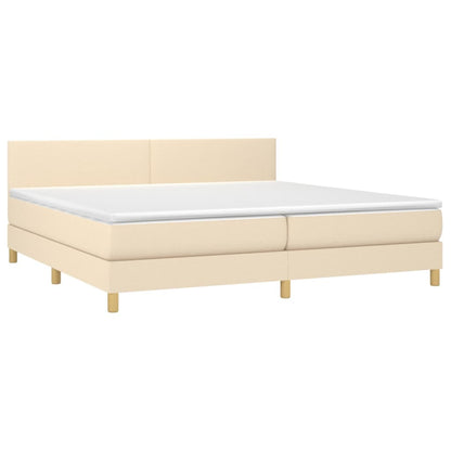 Giroletto a Molle con Materasso Crema 200x200 cm in Tessuto | homemem39