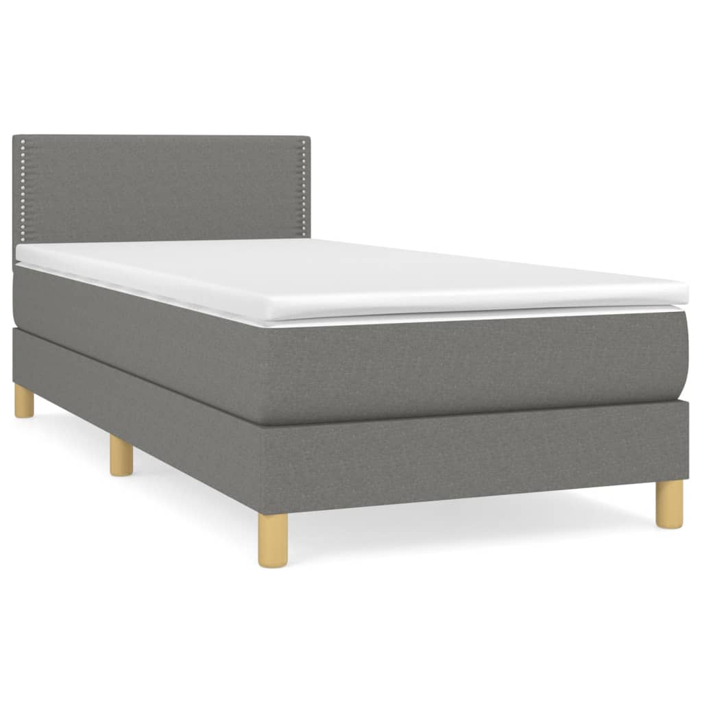 Giroletto a Molle con Materasso Grigio Scuro 90x190 cm Tessuto | homemem39