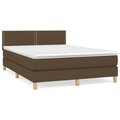 Giroletto a Molle con Materasso Marrone Scuro 140x190cm Tessuto | homemem39