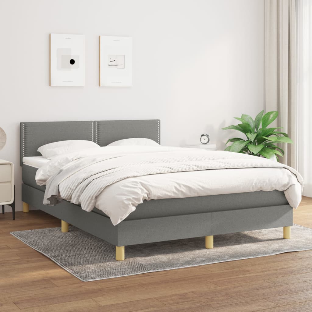 Giroletto a Molle con Materasso Grigio Scuro 140x200cm Tessuto | homemem39