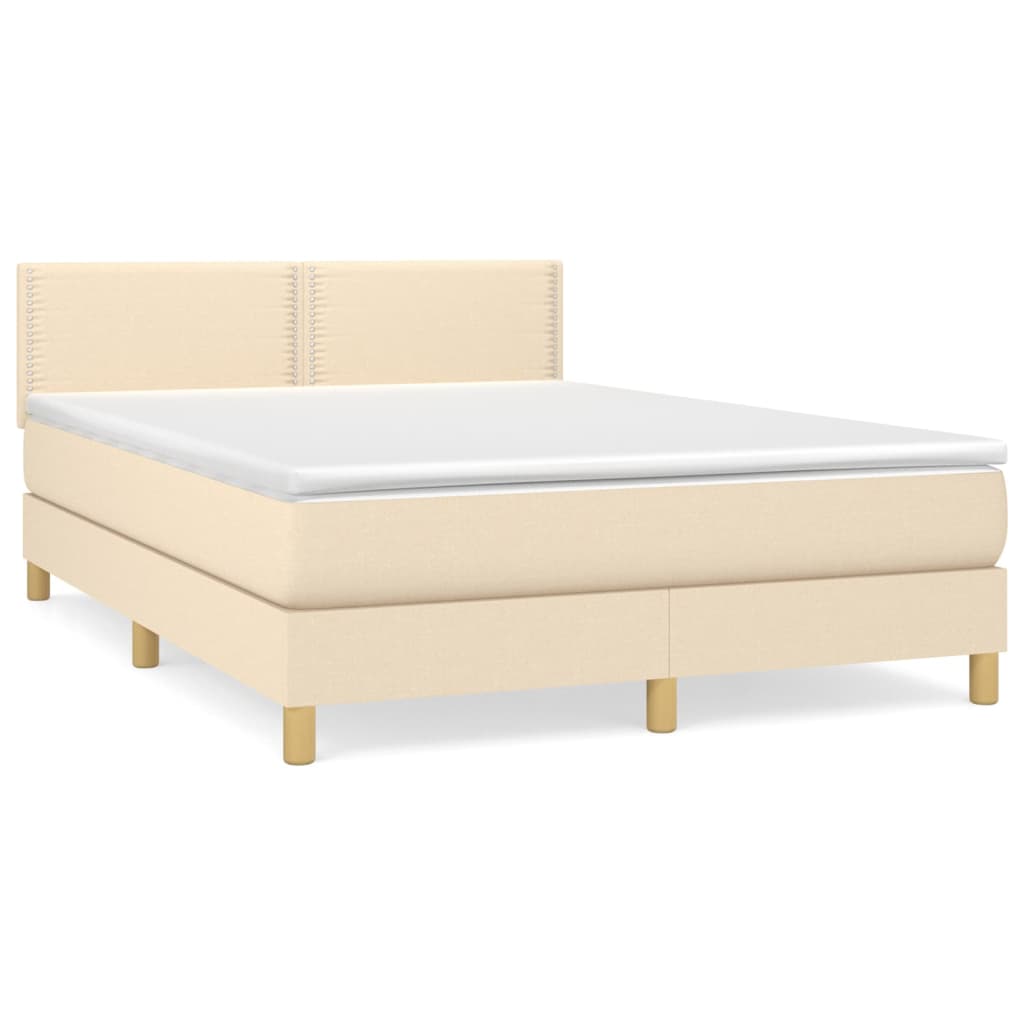Giroletto a Molle con Materasso Crema 140x200 cm in Tessuto | homemem39