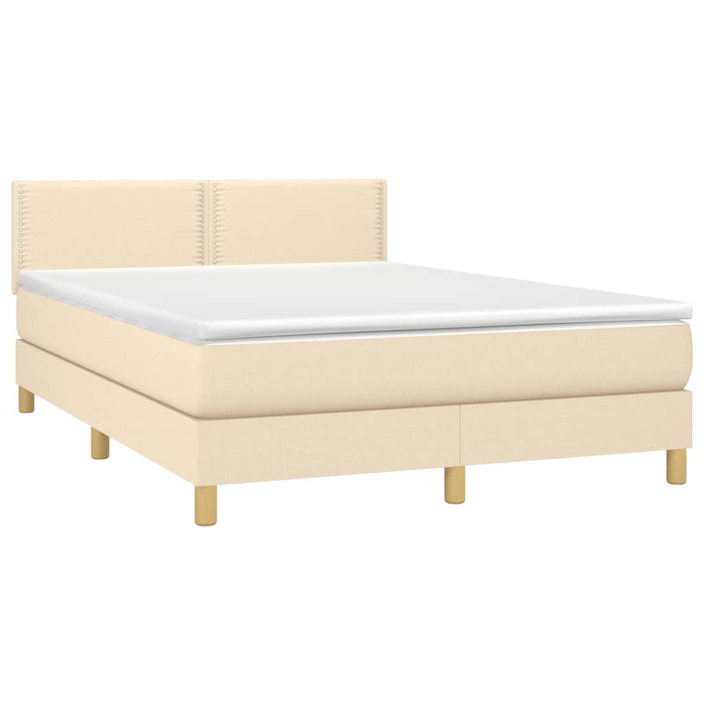 Giroletto a Molle con Materasso Crema 140x200 cm in Tessuto | homemem39