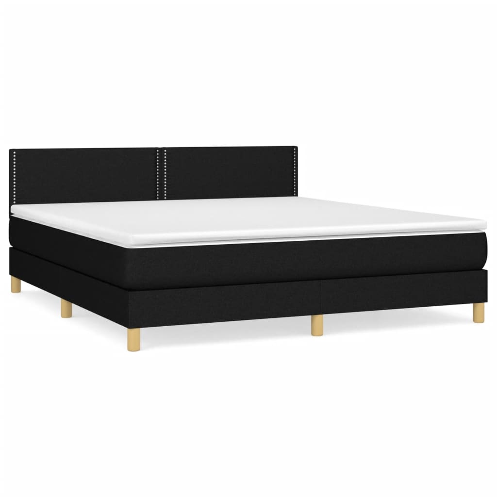 Giroletto a Molle con Materasso Nero 160x200 cm in Tessuto | homemem39