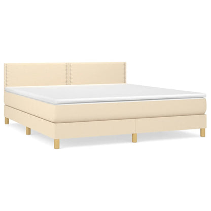 Giroletto a Molle con Materasso Crema 180x200 cm in Tessuto